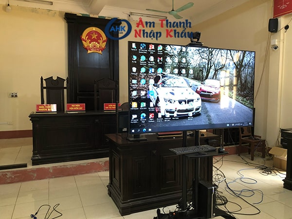 Hình ảnh lắp đặt hệ thống loa treo tường tại tòa án tại Nghệ An